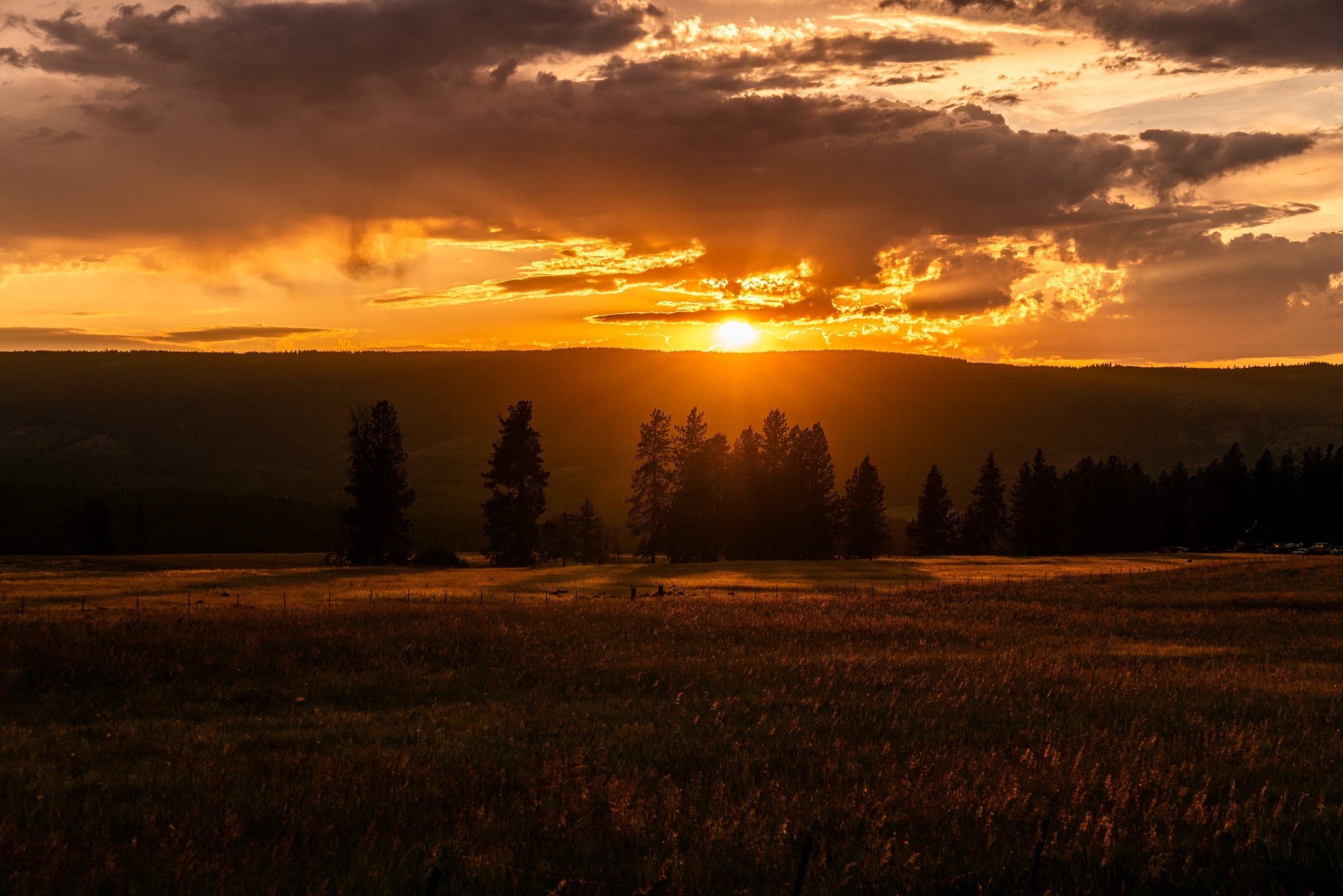 Vivid orange and purple sunset sky