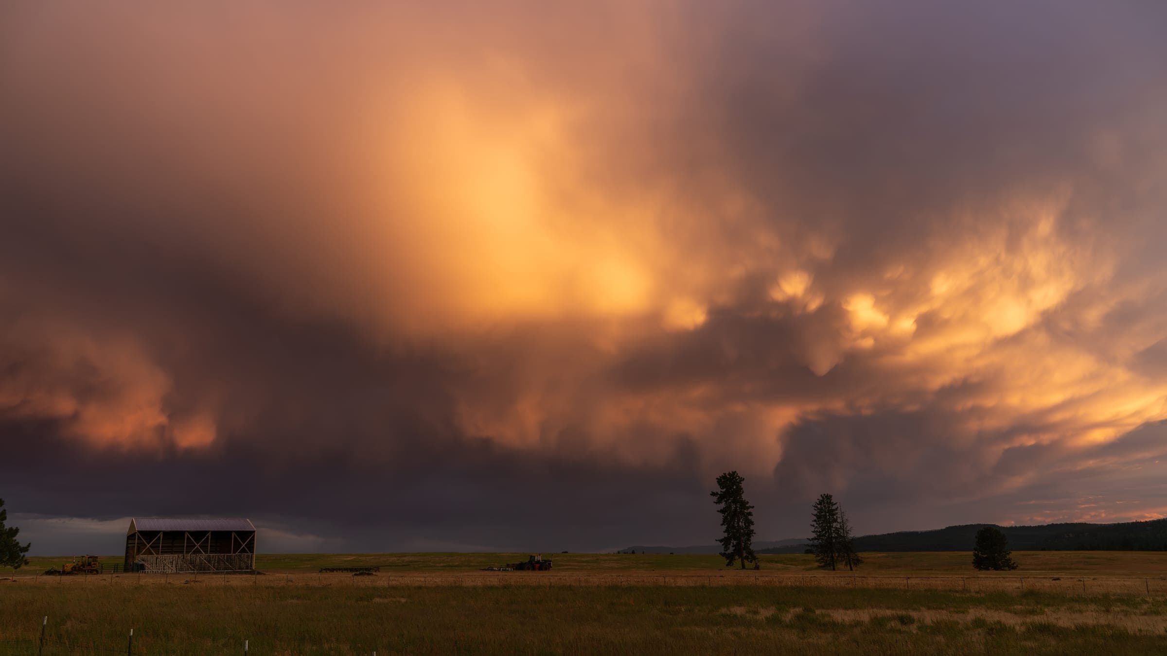 Fading sunset over the peaceful valley